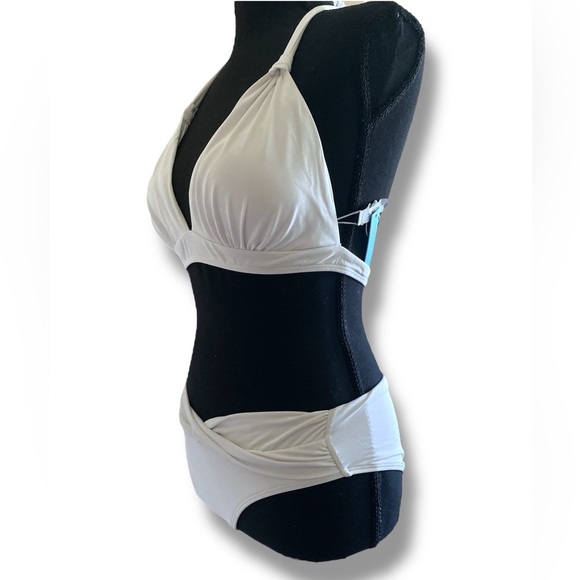 Yonique Vintage Style Push Up White Halter Bikini Set 2 Piece Size Small NWT - Picture 5 of 11